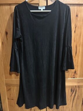 Simply Southern Black Midi Dress with Bell Sleeves